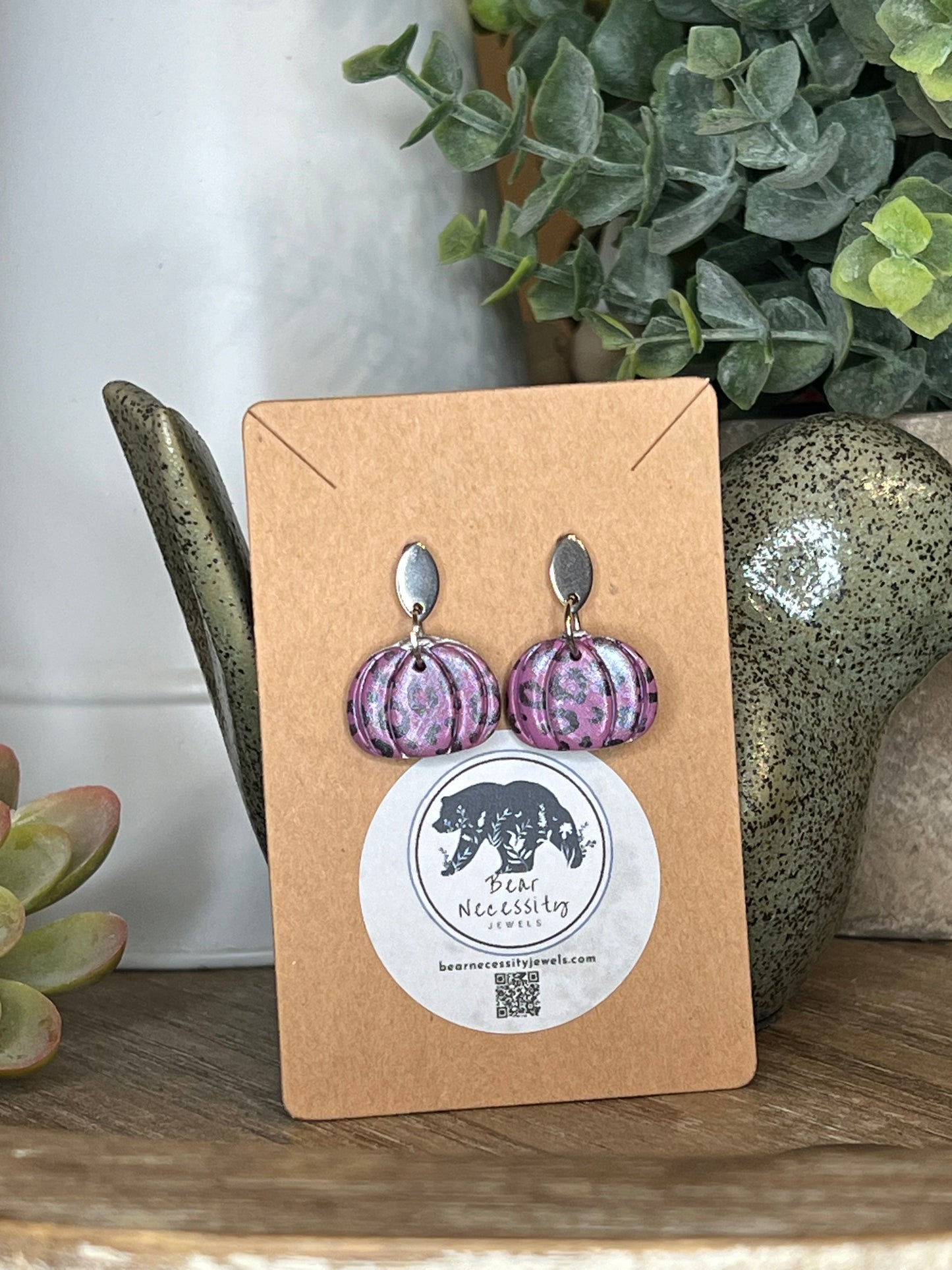 Purple Leopard Pumpkin Earrings