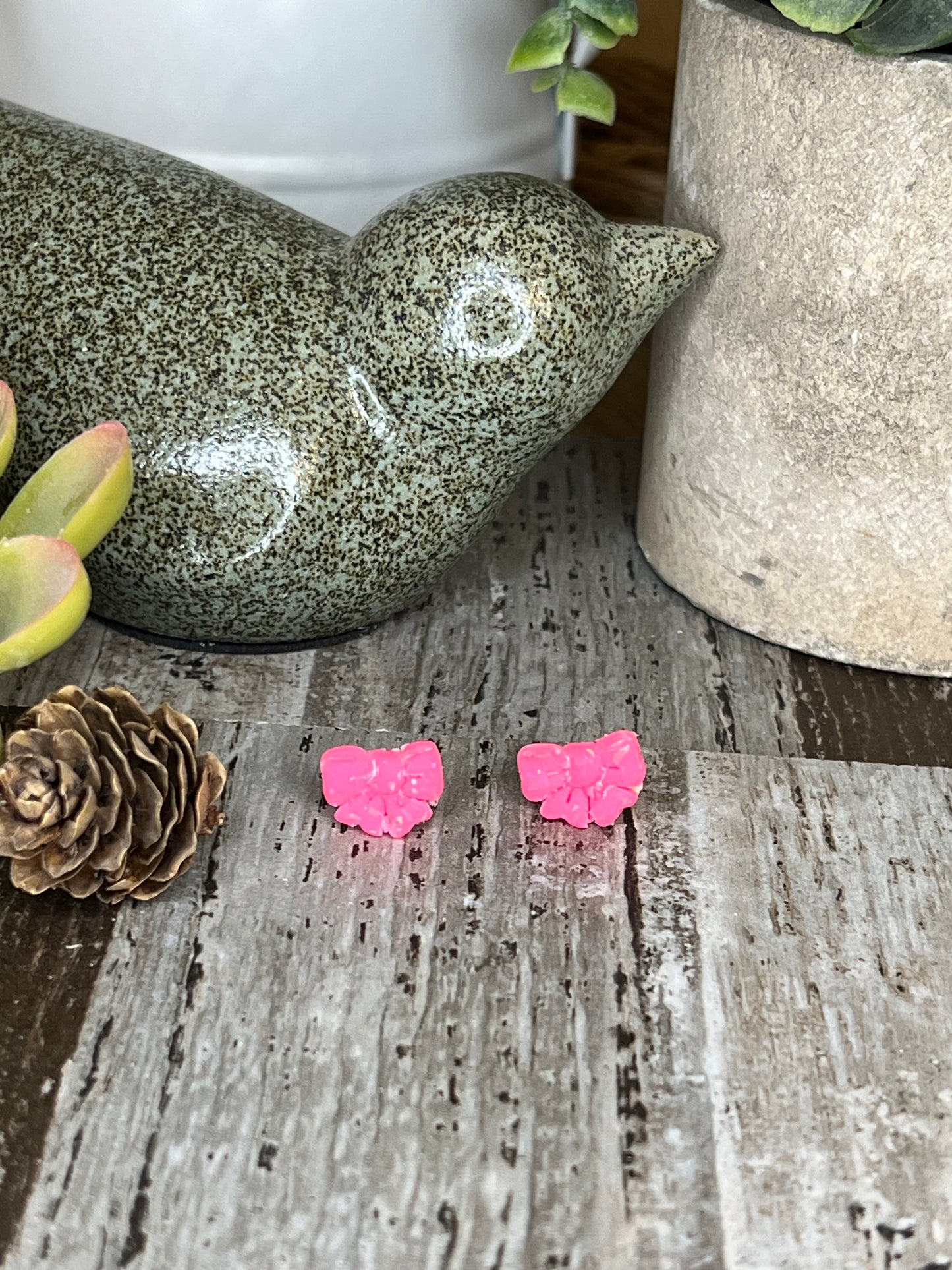 Pink Heart Stud Earrings