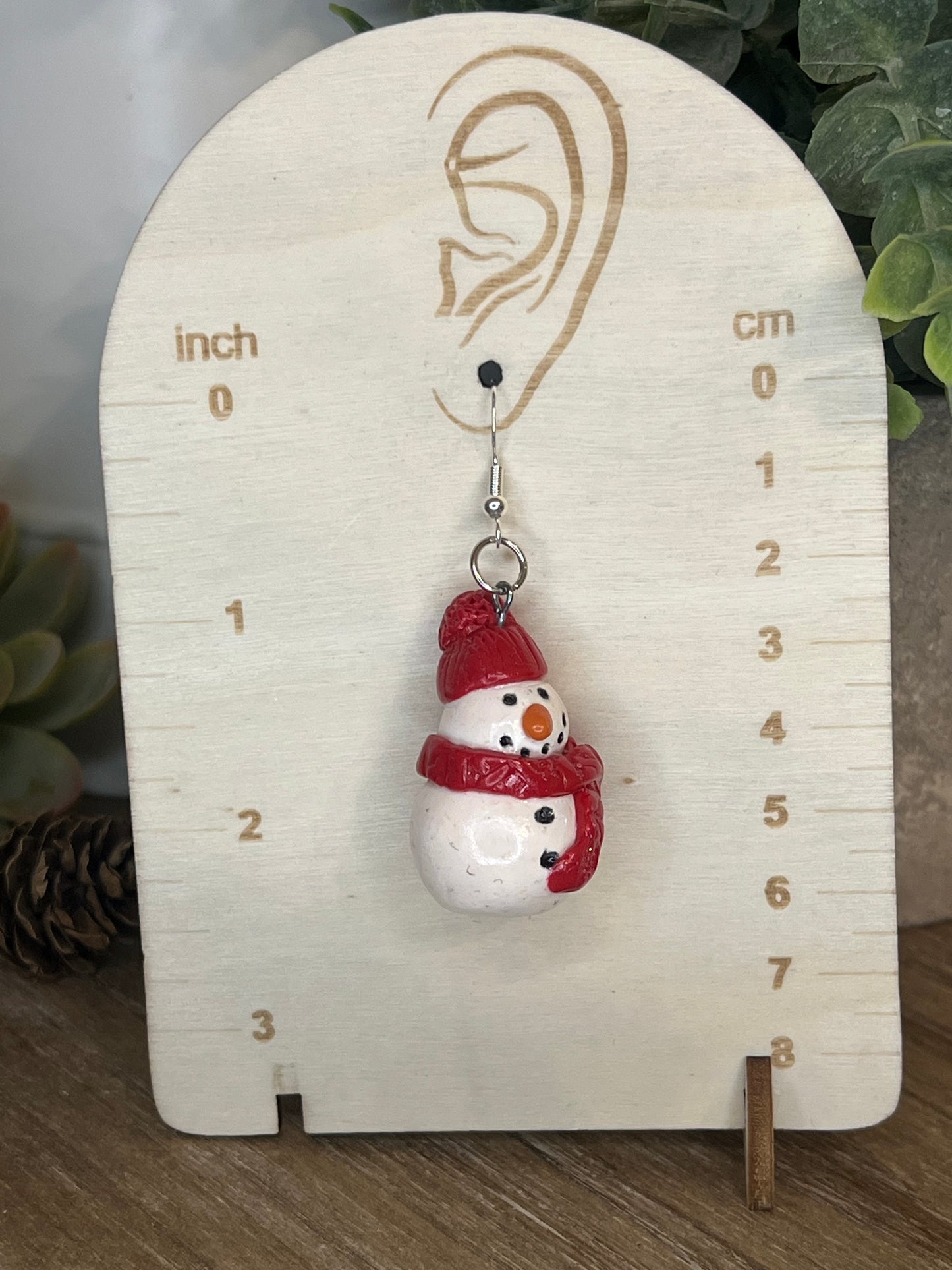 Candy Cane Earrings - White on Red Smaller Size