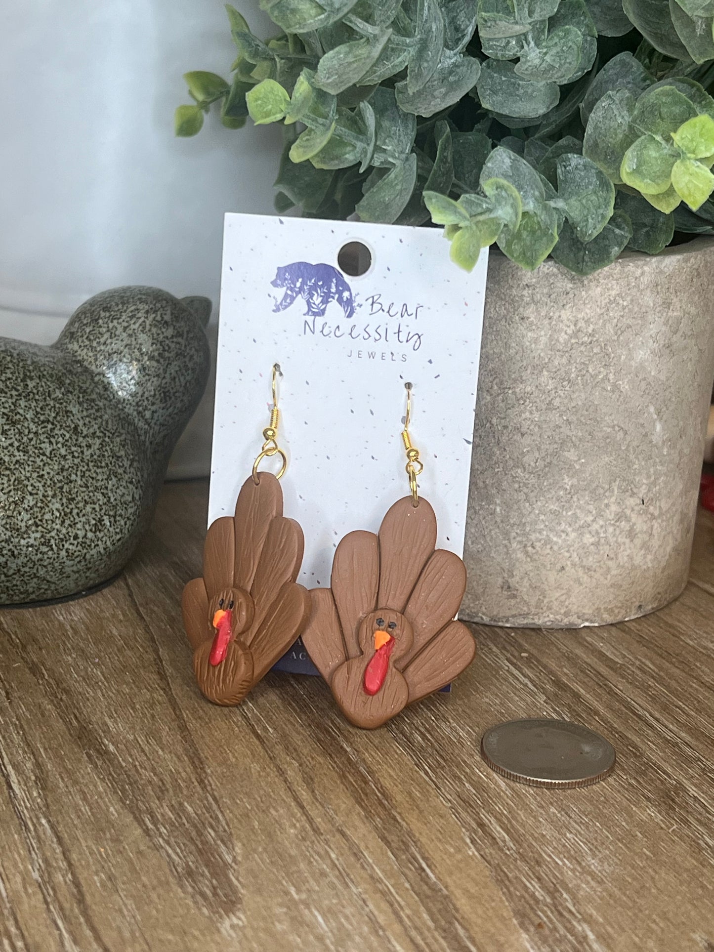 Large with Gold Accents Turkey Earrings