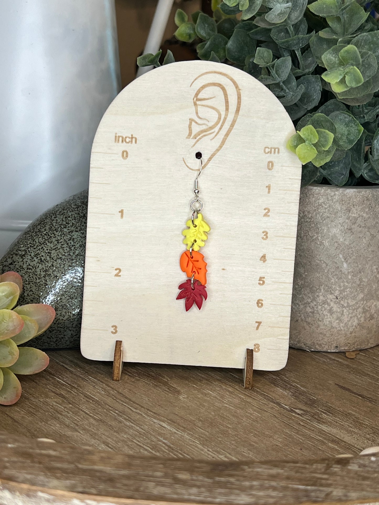 Leaf Trio Earrings on Silver