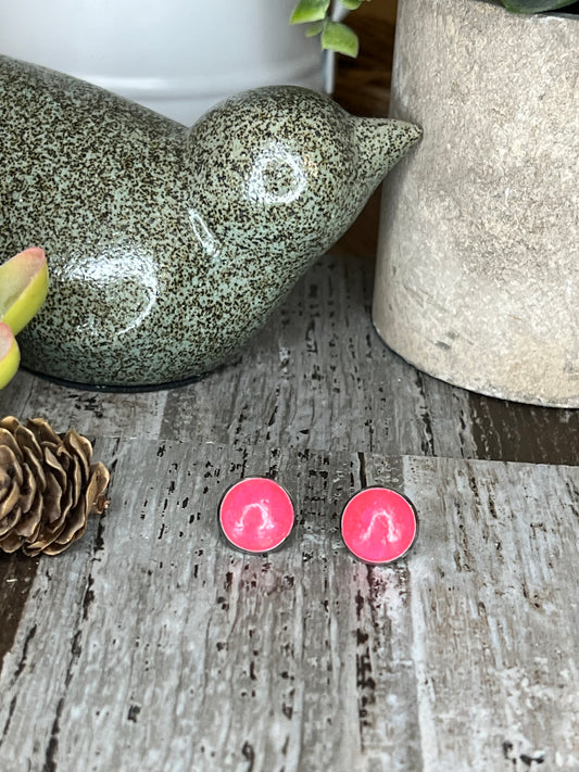 Pink and Gold Stud Earrings