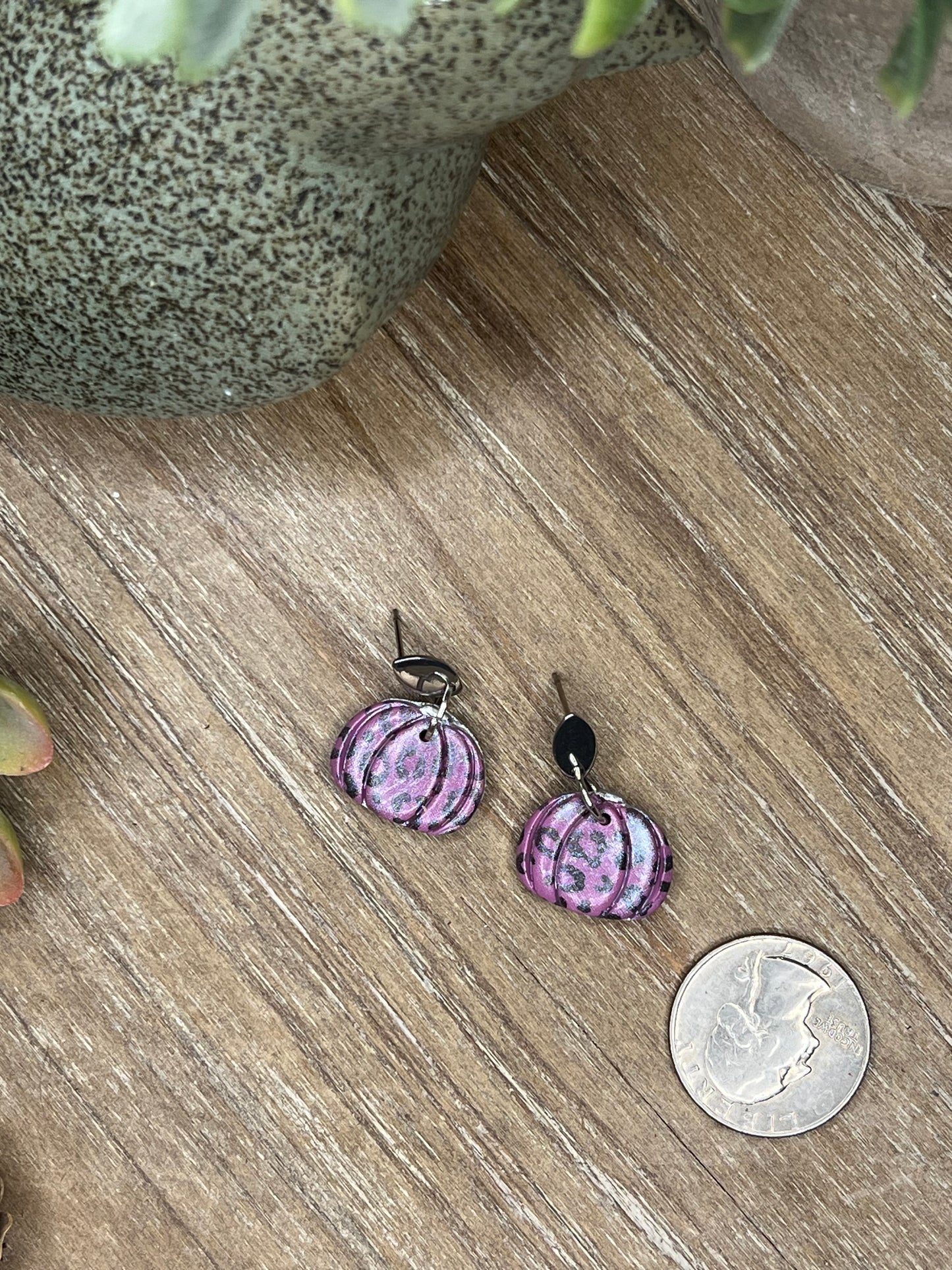 Purple Leopard Pumpkin Earrings