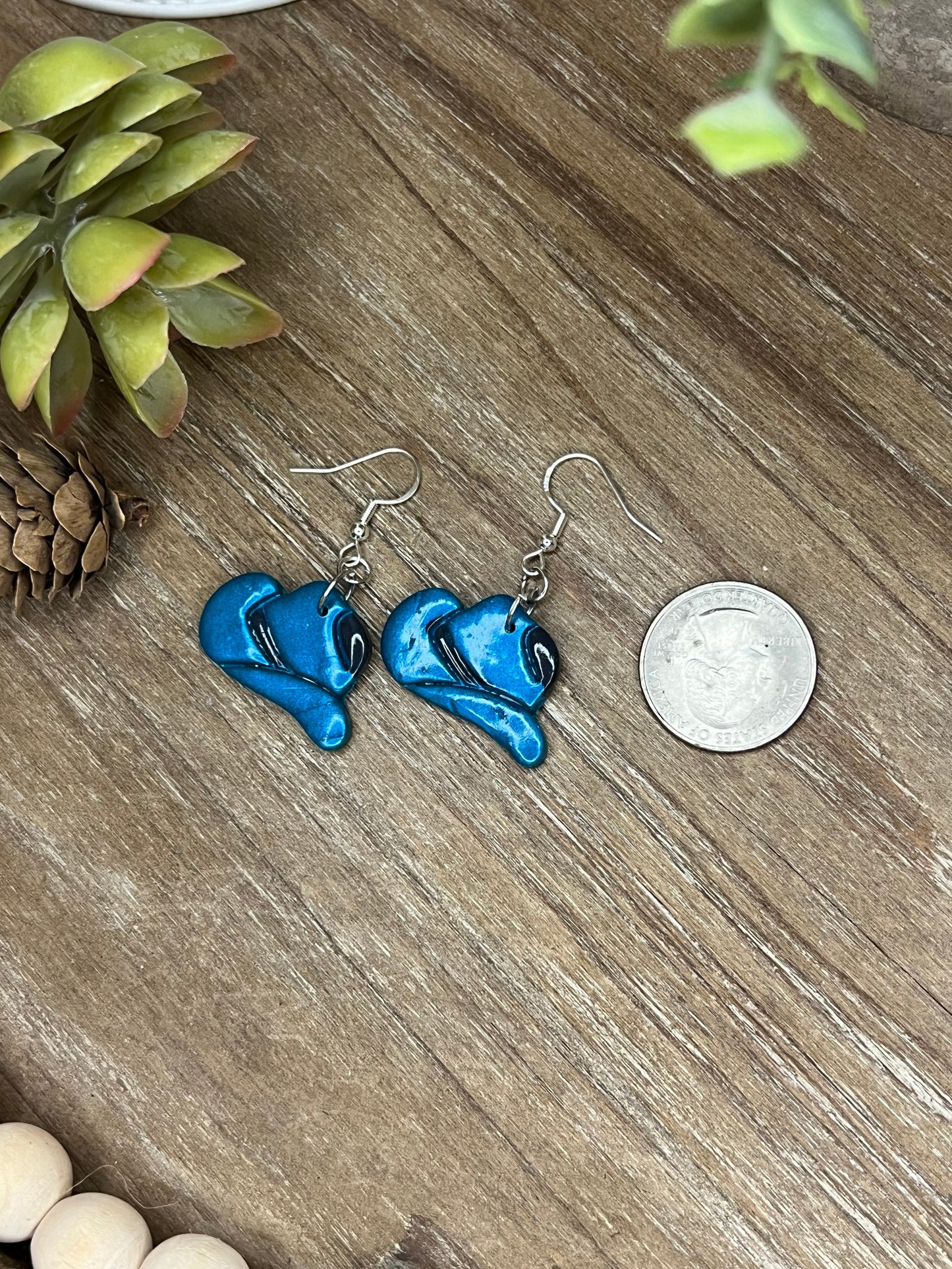 Teal and Black Cowboy Hat Earrings