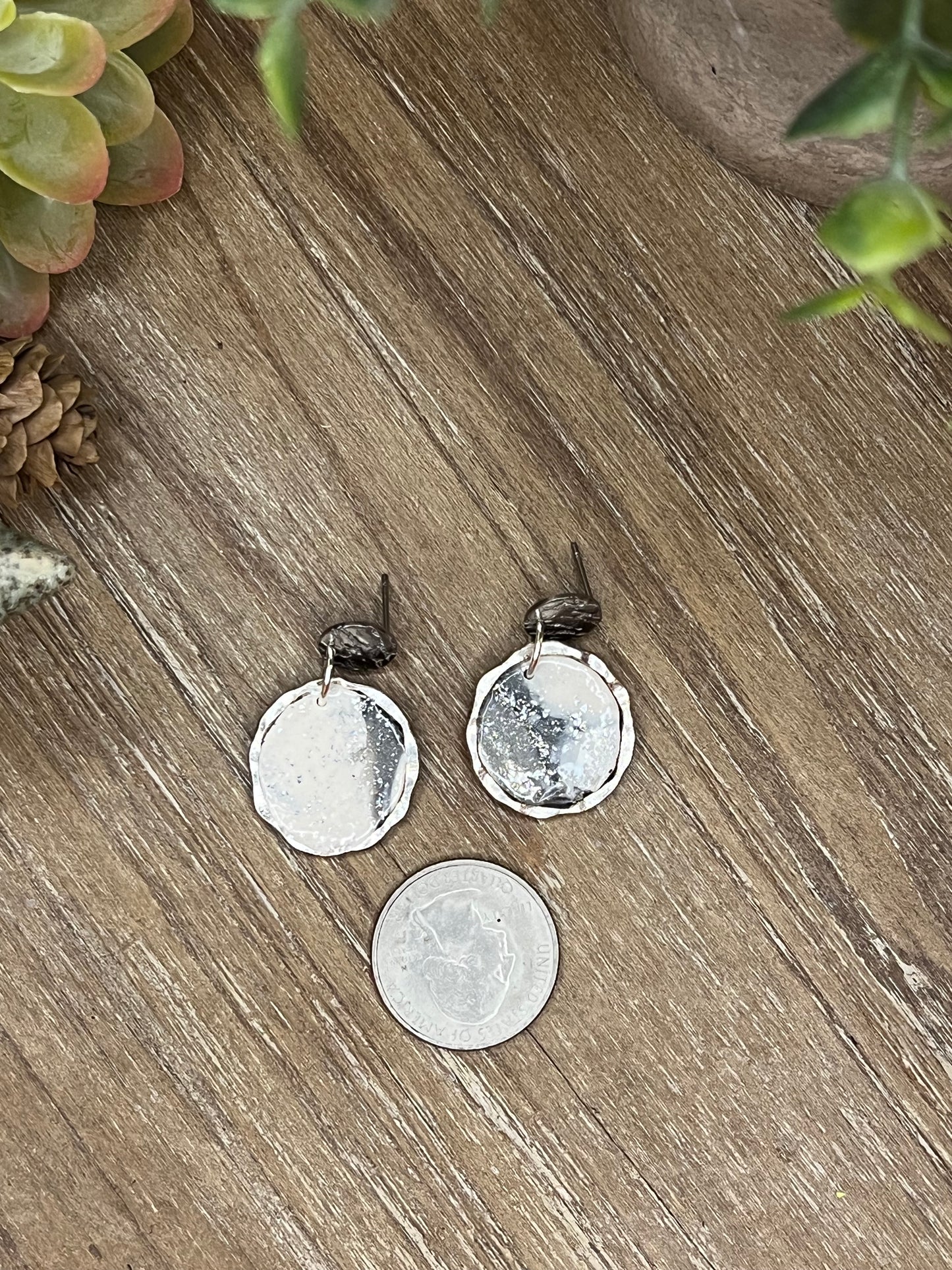 Black and White Marbled Earrings