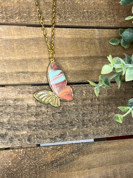 Marbled Butterfly Necklace