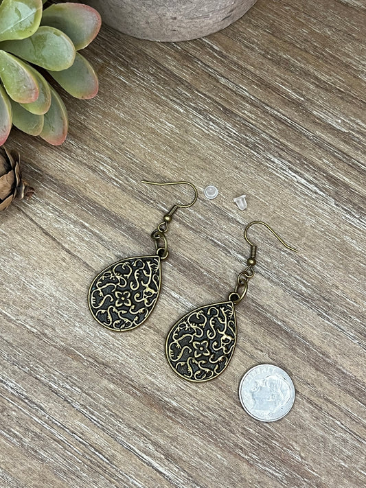 Bronze Flower Drop Earrings