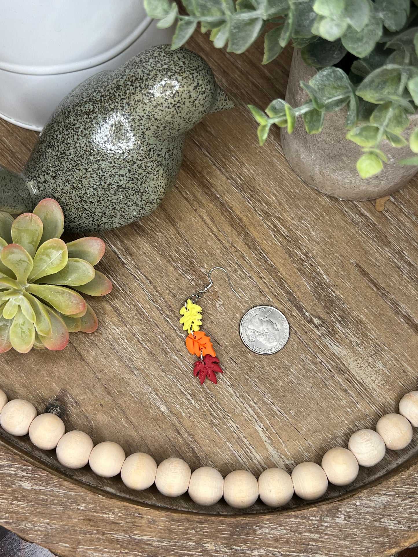 Leaf Trio Earrings on Silver