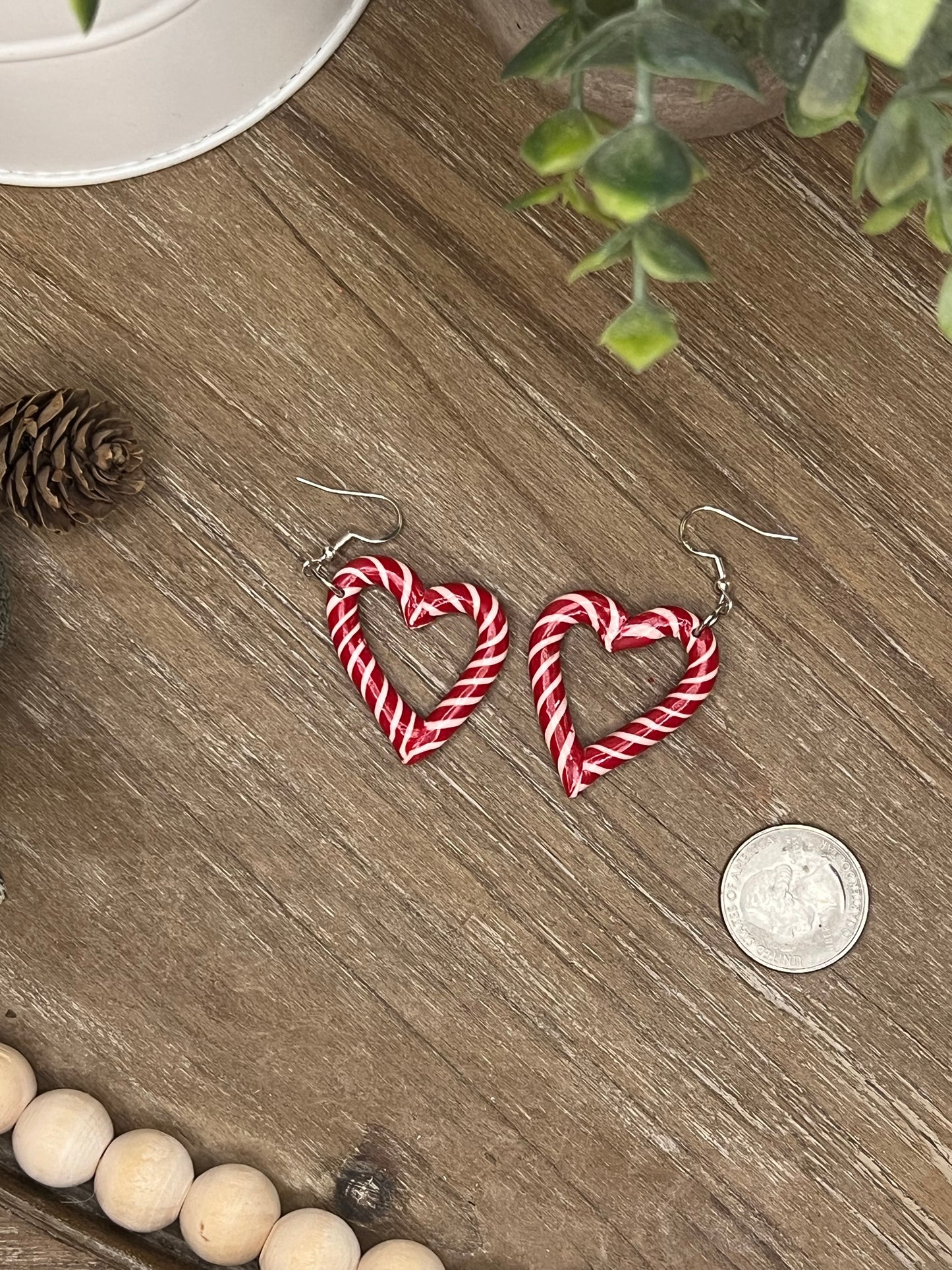 Candy Cane Heart Earrings