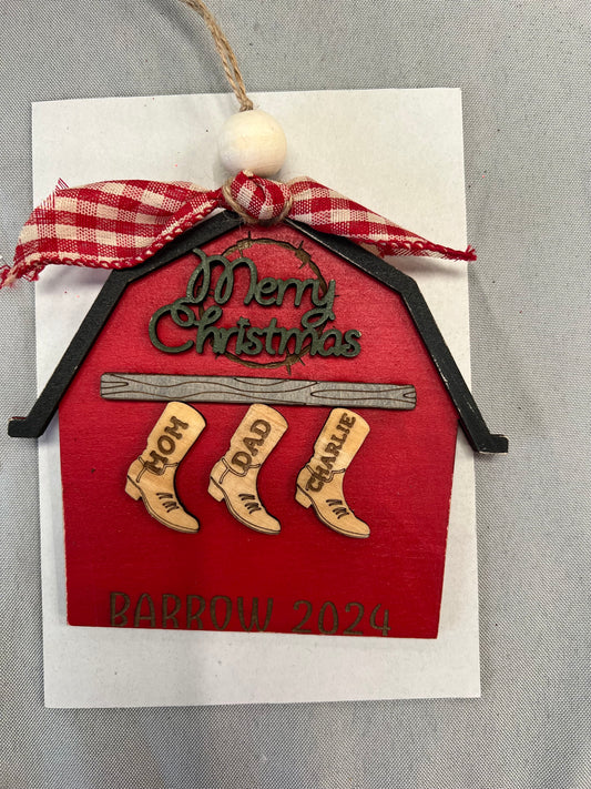 Custom Barn Family Ornament