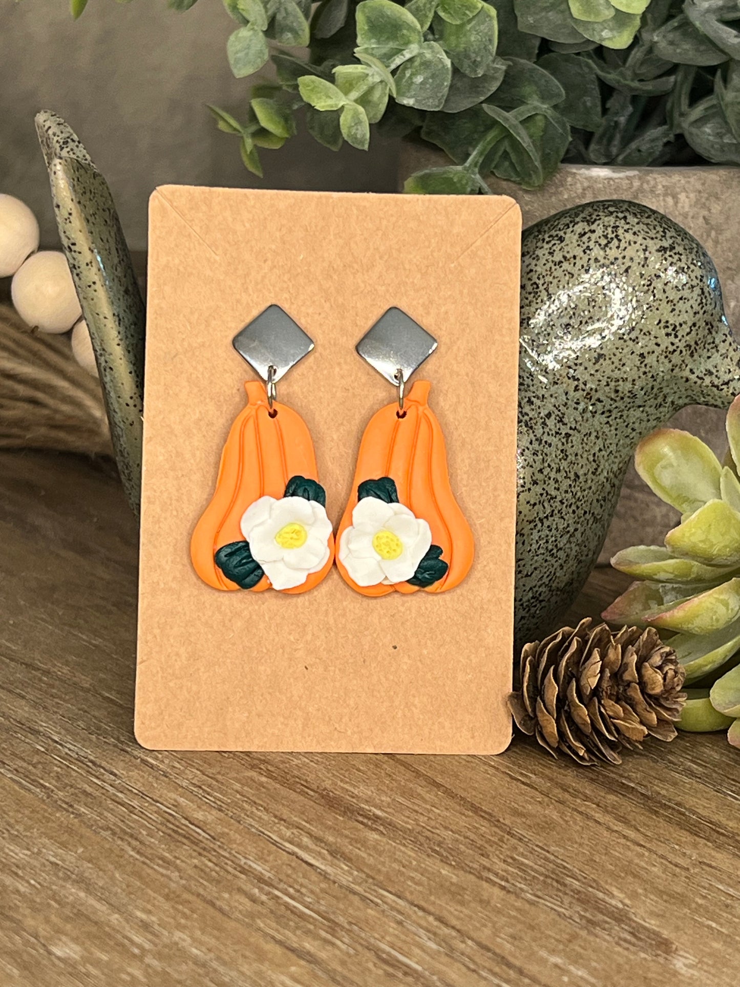 Flower Pumpkin Dangle Earrings