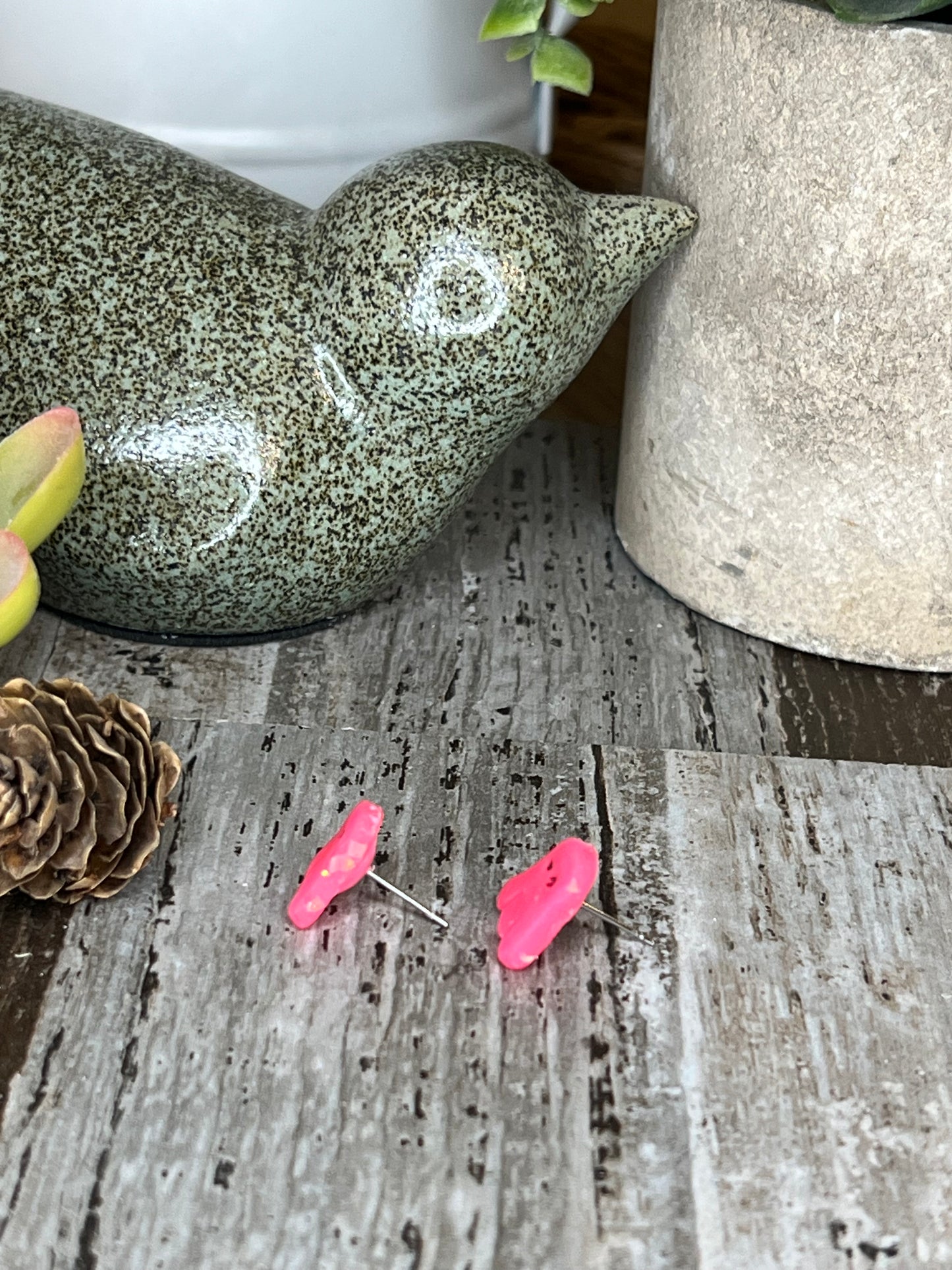 Pink Ghost Stud Earrings