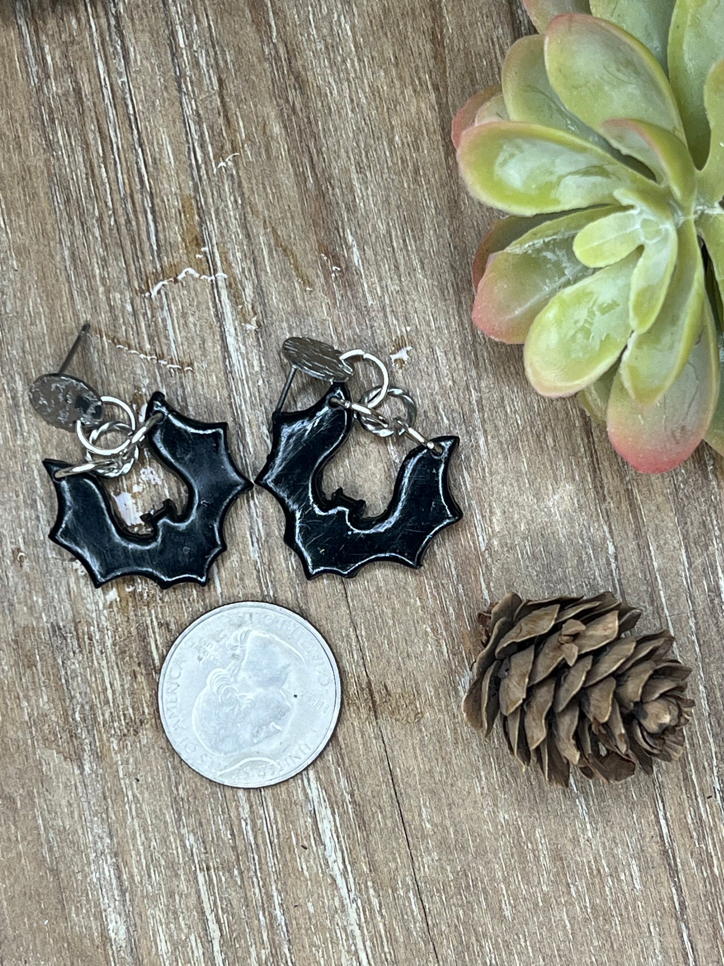 Black Bat Dangle Earrings