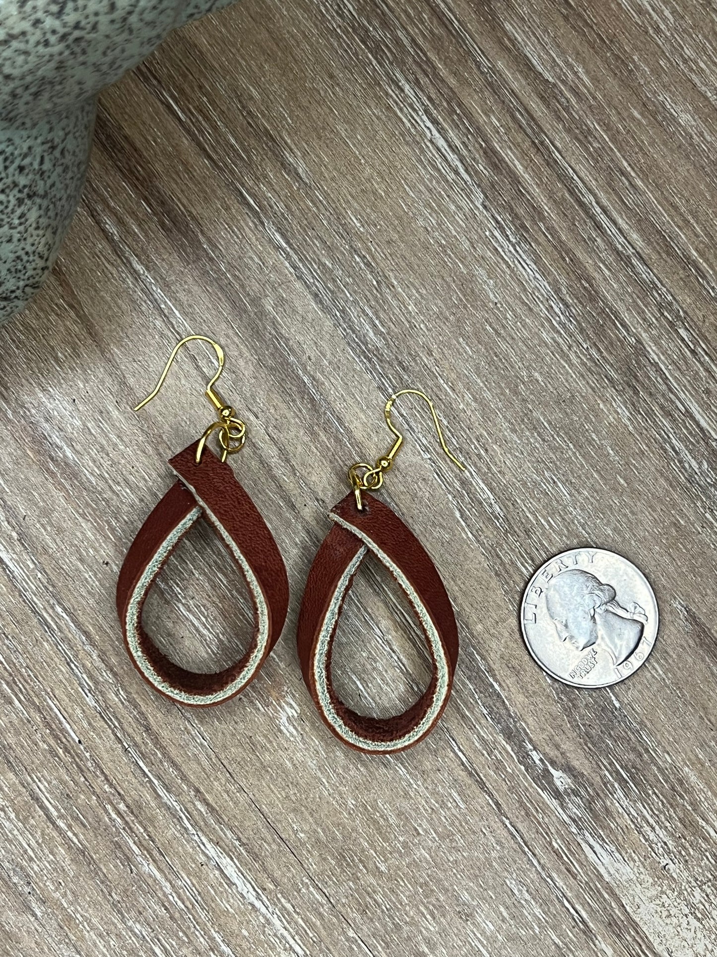 Genuine Leather Brown Dangle Earring