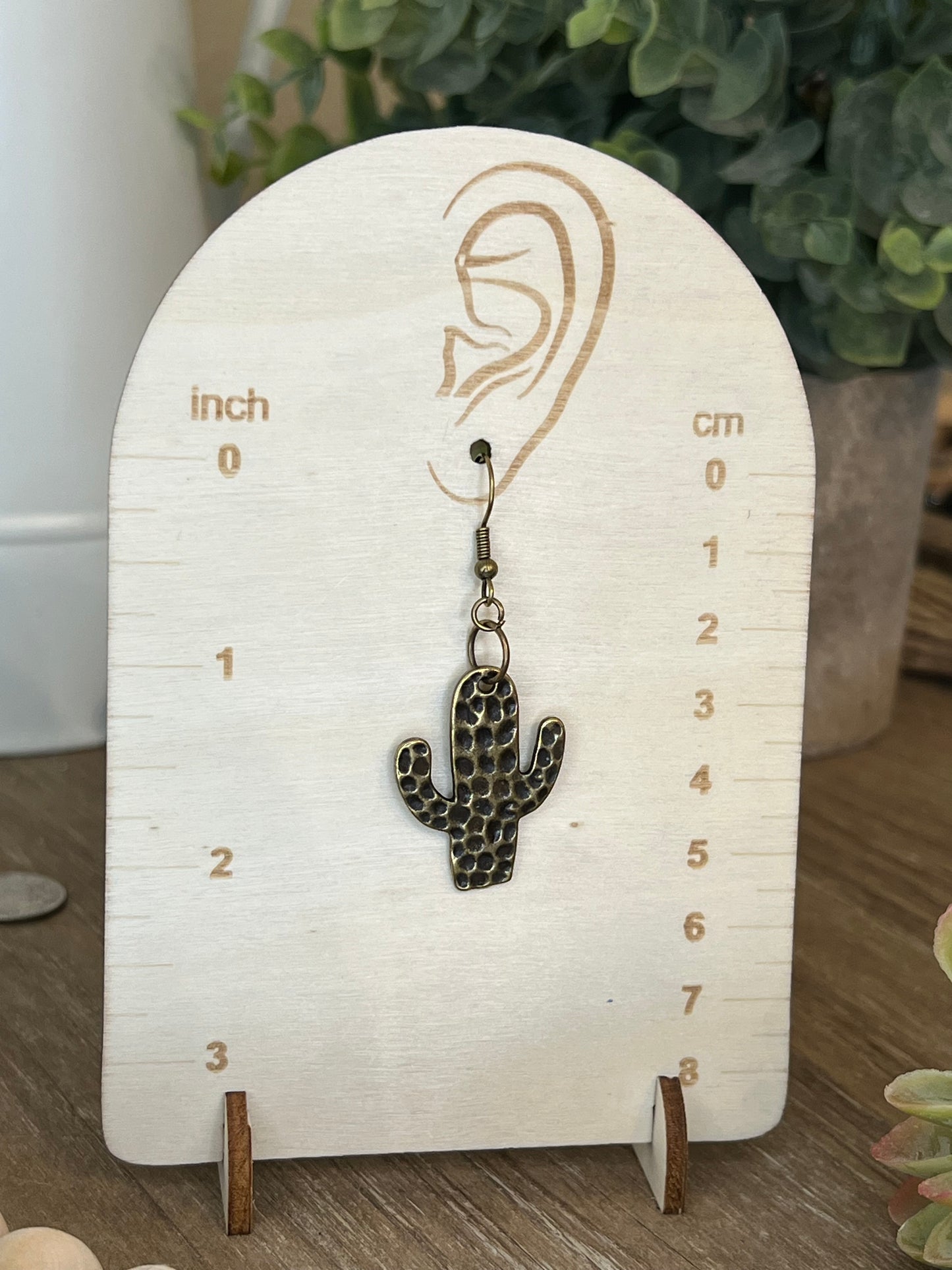 Bronze Hammeted Cactus Earrings