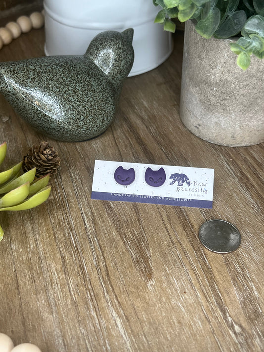 Purple Cat Stud Earrings