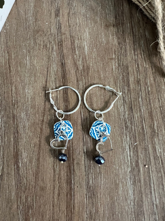 Blue Tile Dangle Earrings