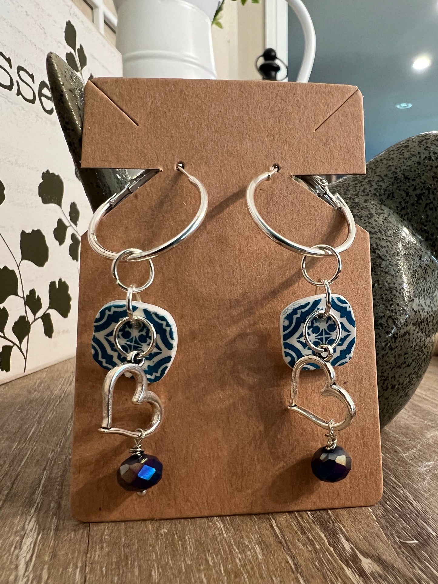 Blue Tile Dangle Earrings