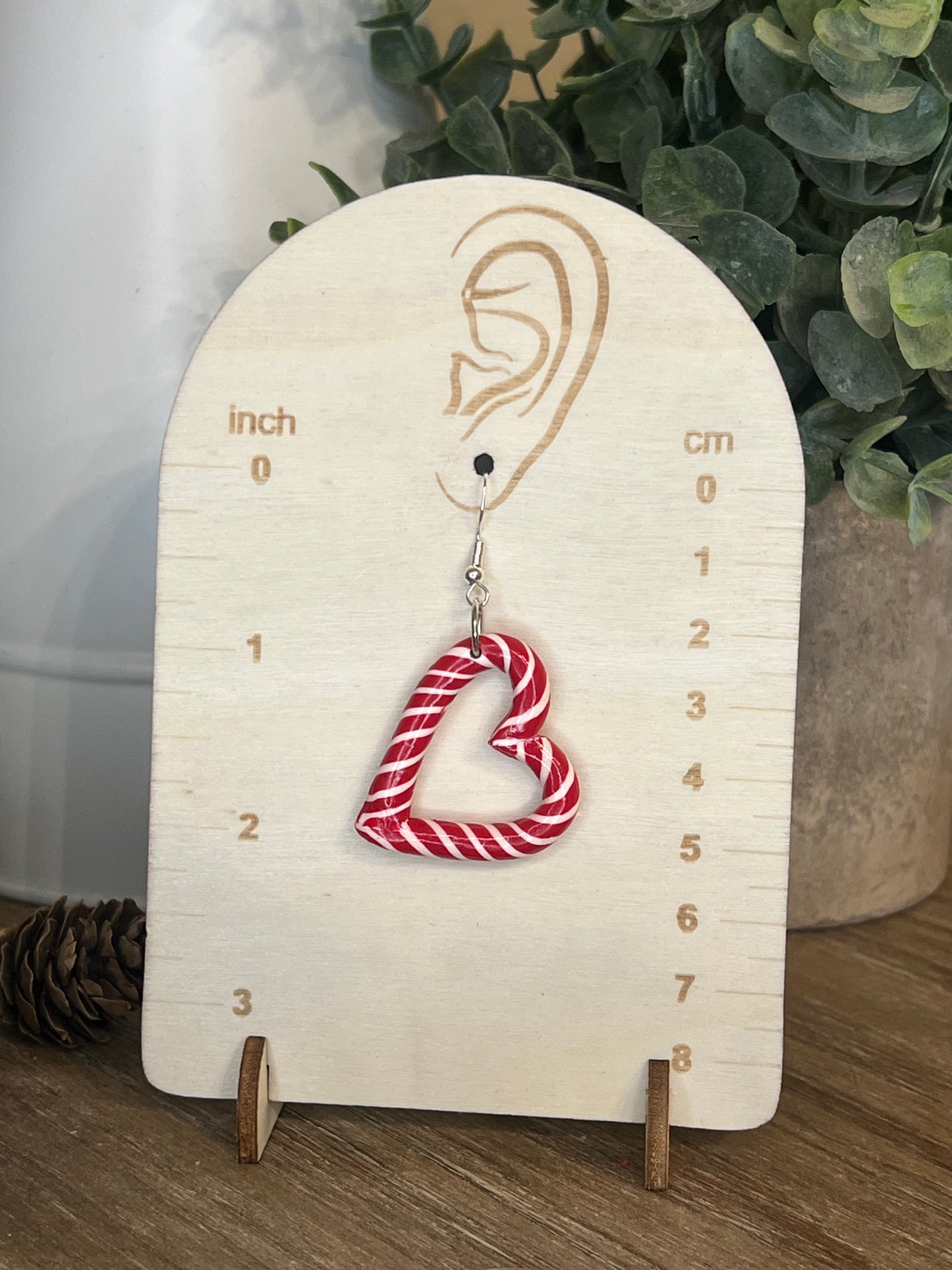 Candy Cane Heart Earrings