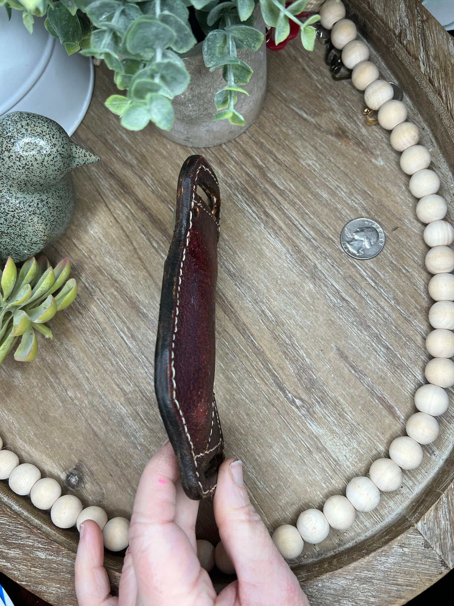 Genuine Leather Hand Tooled and Stitched Pocket Knife Sheath