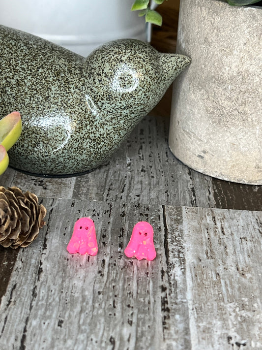 Pink Ghost Stud Earrings