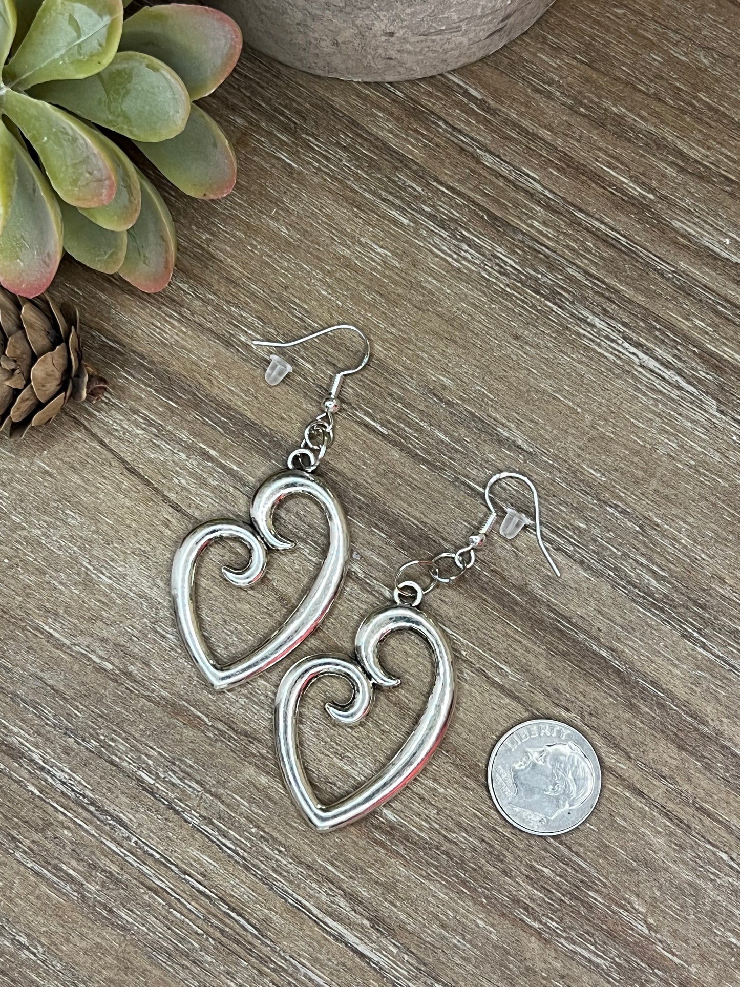 Large Heart Hook Earrings