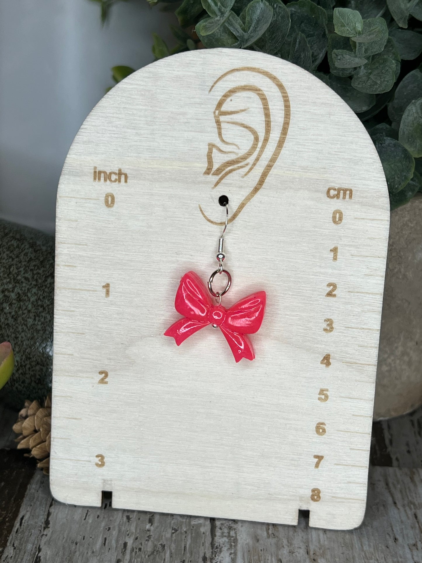 Pink Bow Dangle Earrings