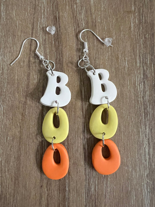 Candy Corn BOO Dangle Earrings