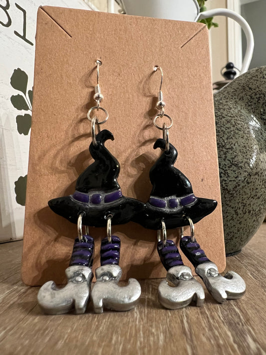 Purple Witch Dangle Earrings