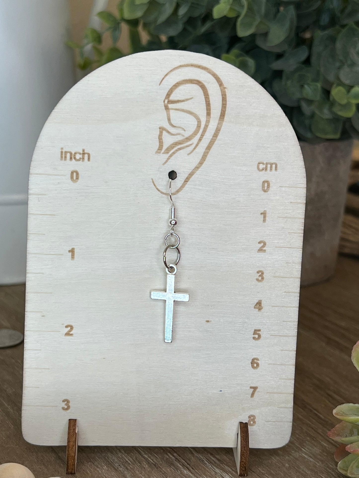 Small Cross  Hook Earrings (Silver or Bronze)