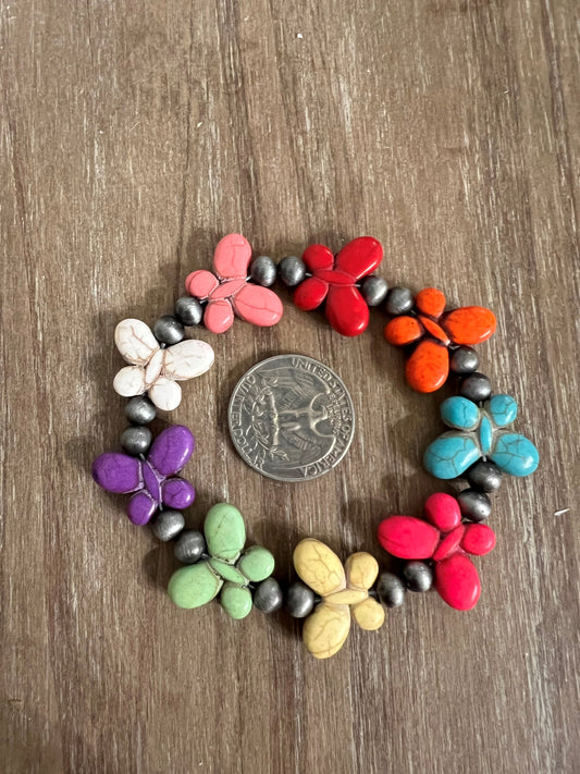 Multicolored Howlite Large Butterfly Bracelet