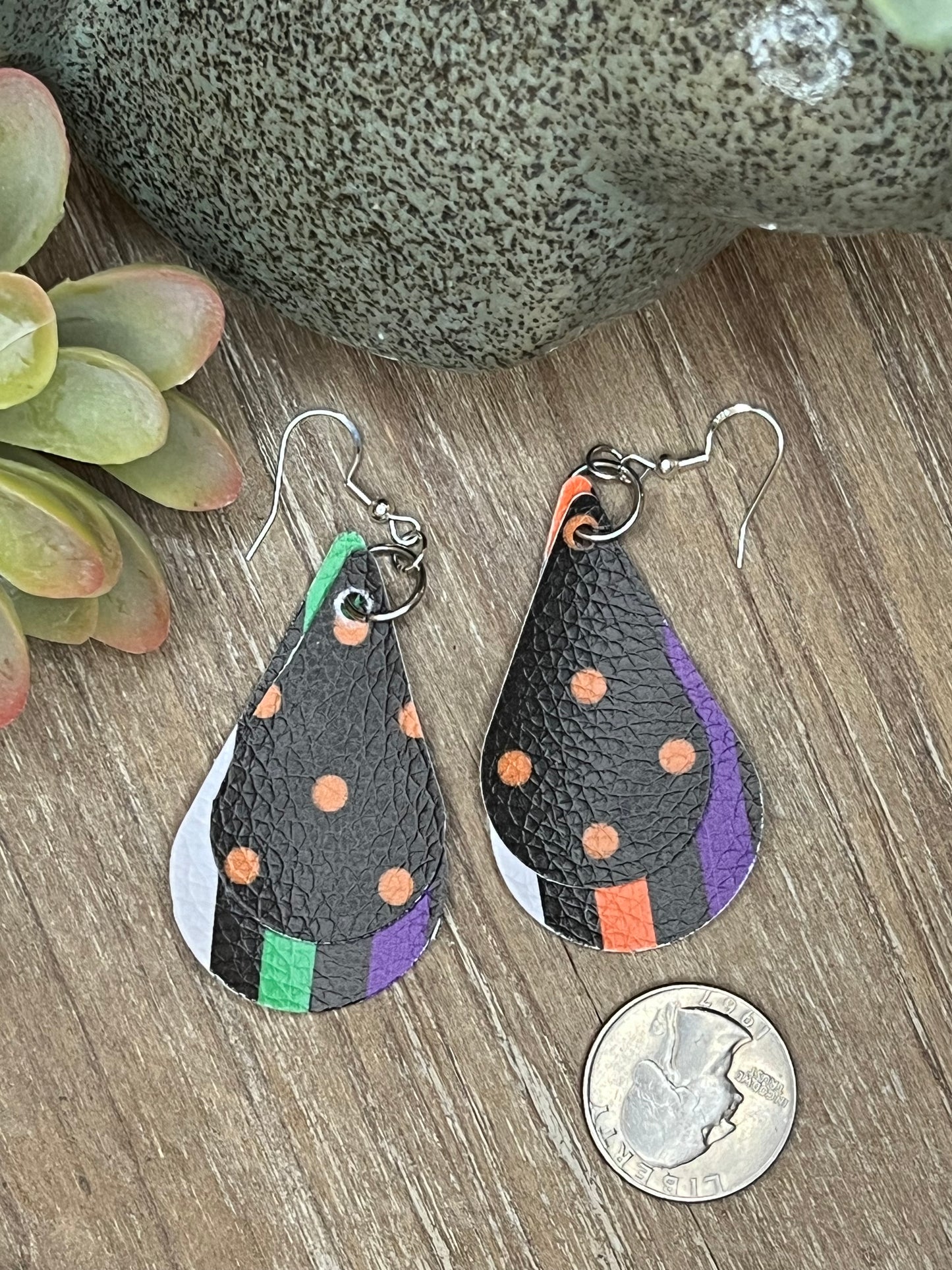 Faux leather/vinyl Halloween Dot Dangle Earrings