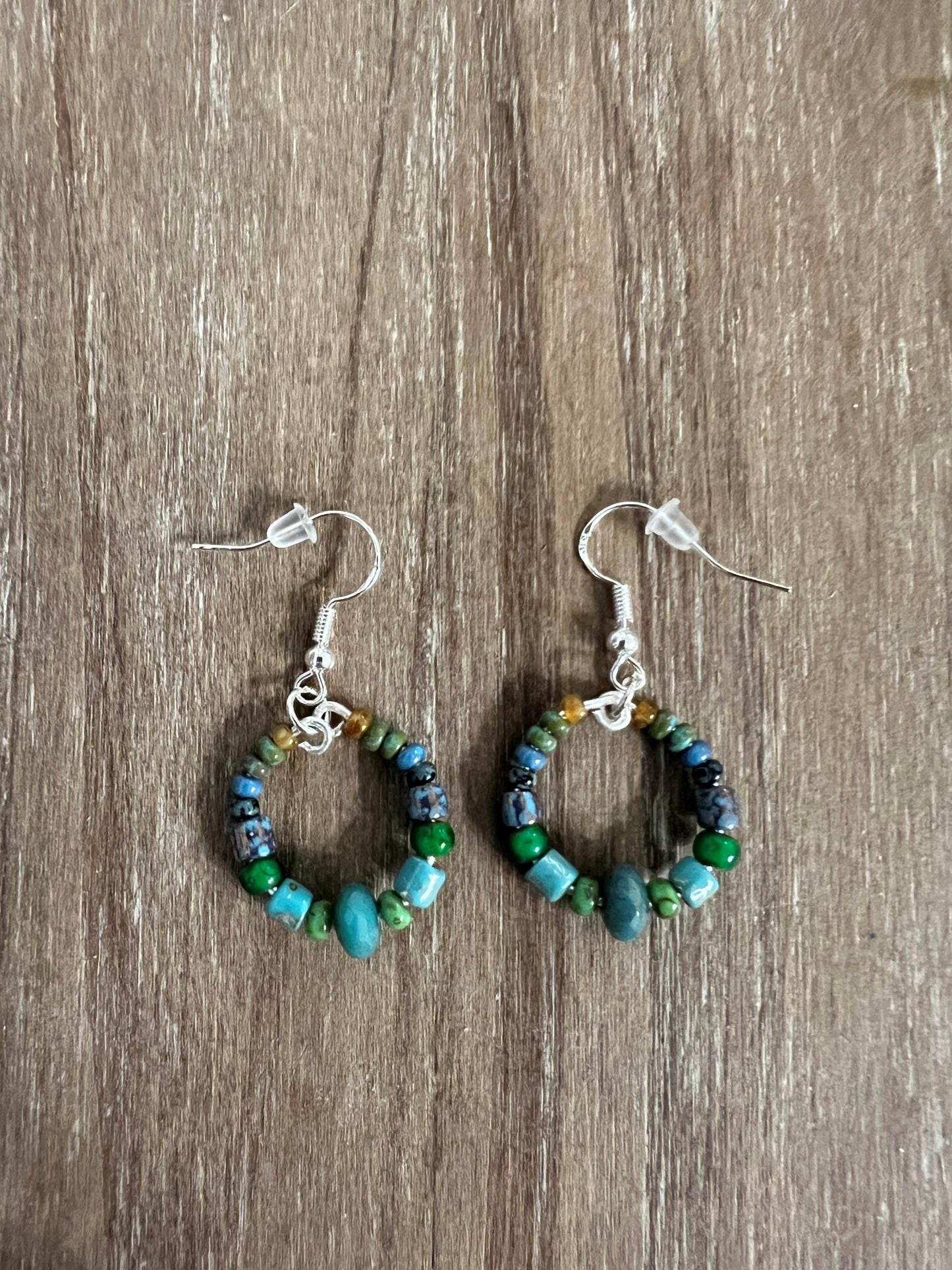 Green and Blue Czech Glass Bead Earring