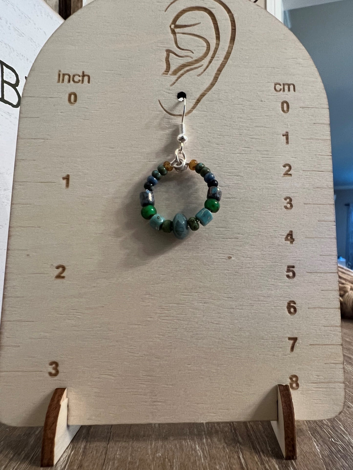 Green and Blue Czech Glass Bead Earring