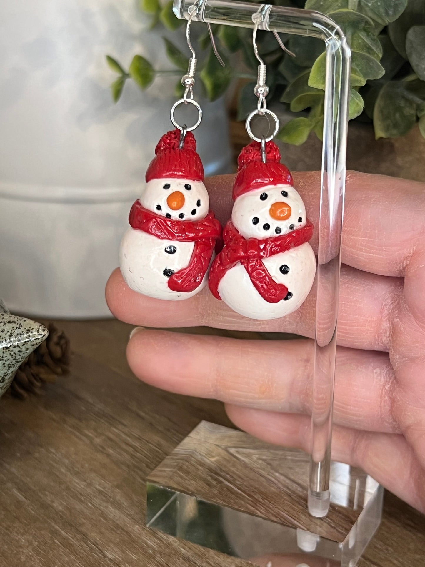 Candy Cane Earrings - White on Red Smaller Size