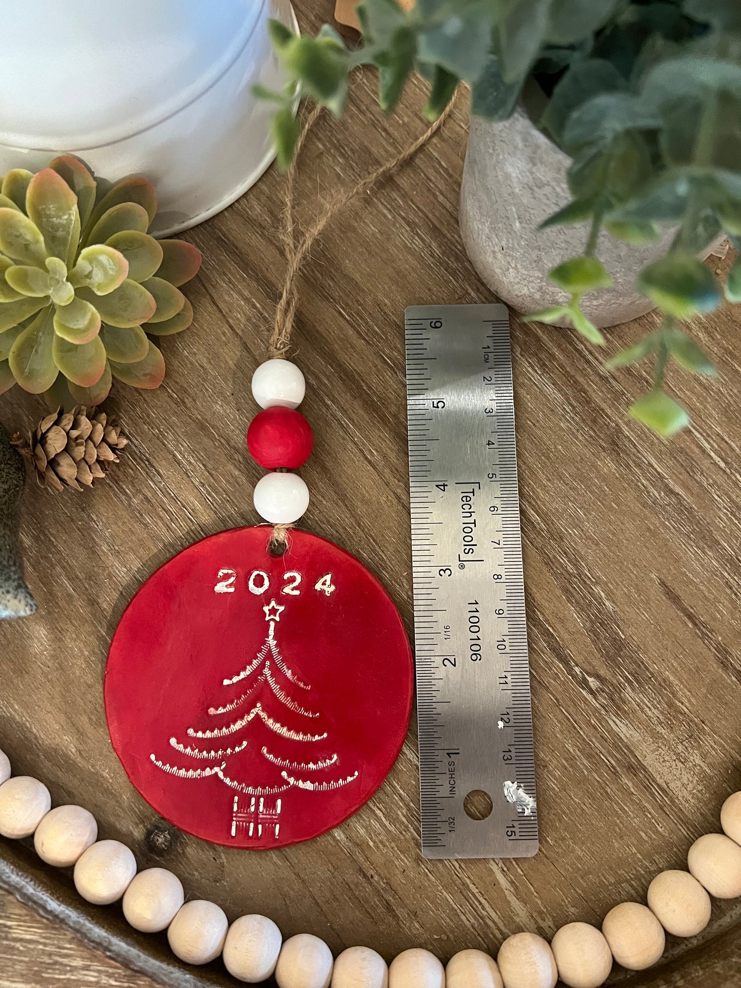 Red Leather Tree 2024 Ornament