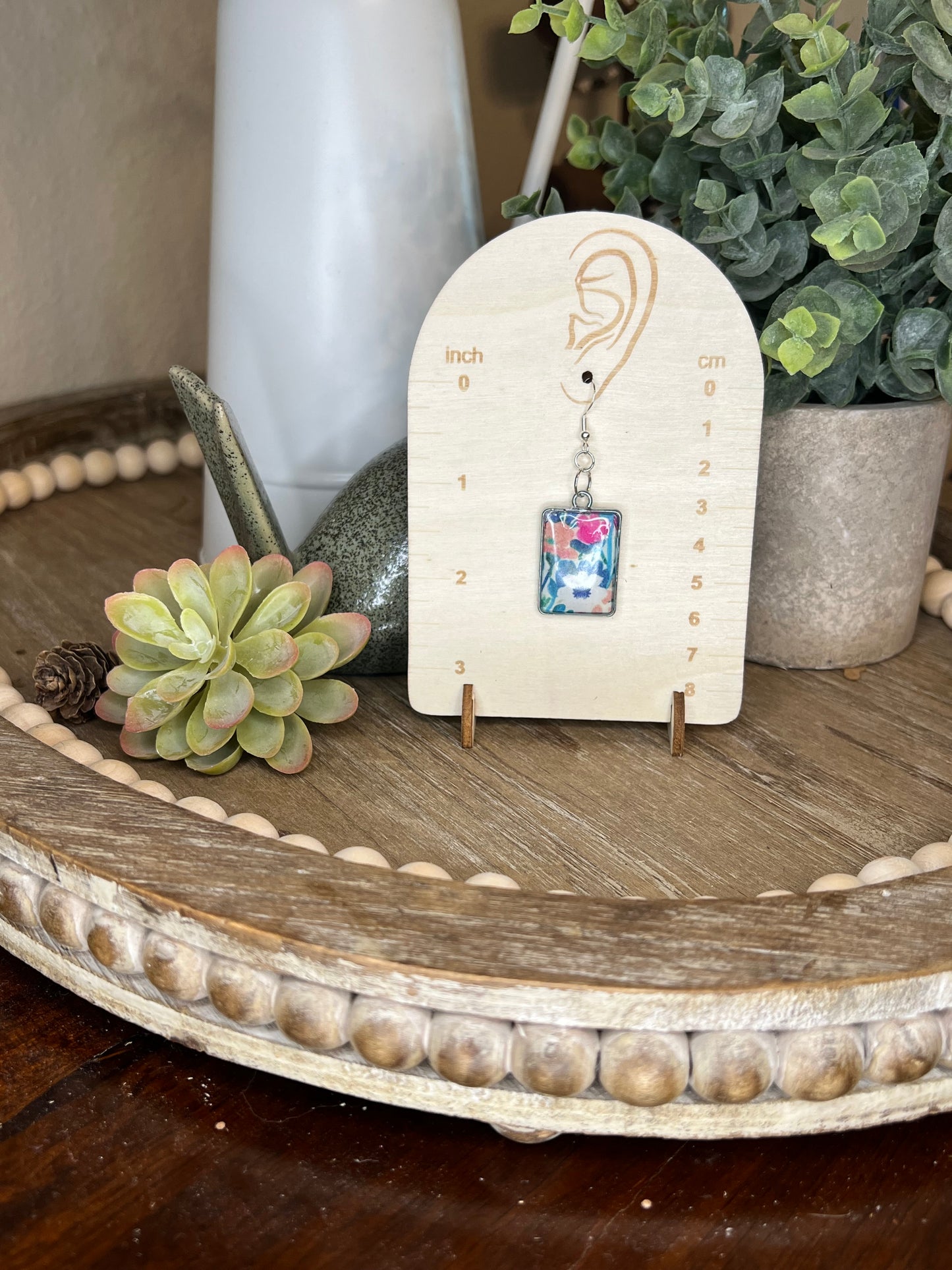 Framed Navy Floral Earrings