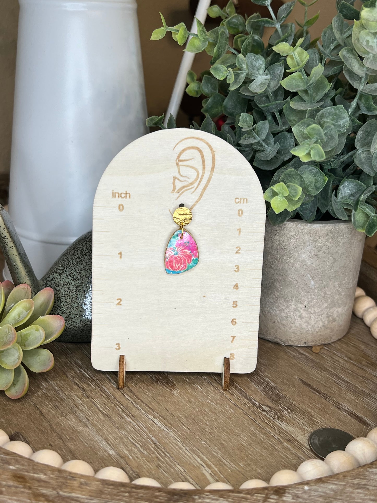 Pumpkin and Hammered Gold Earrings