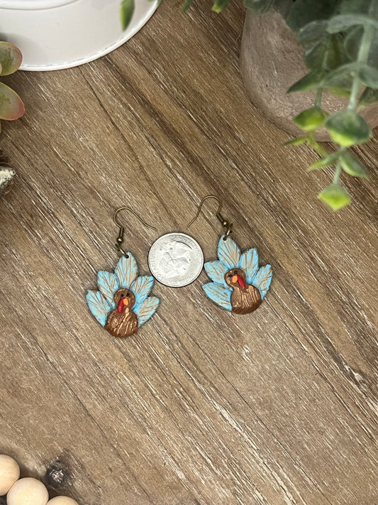 Bronze Embellished Turquoise Turkey Earrings