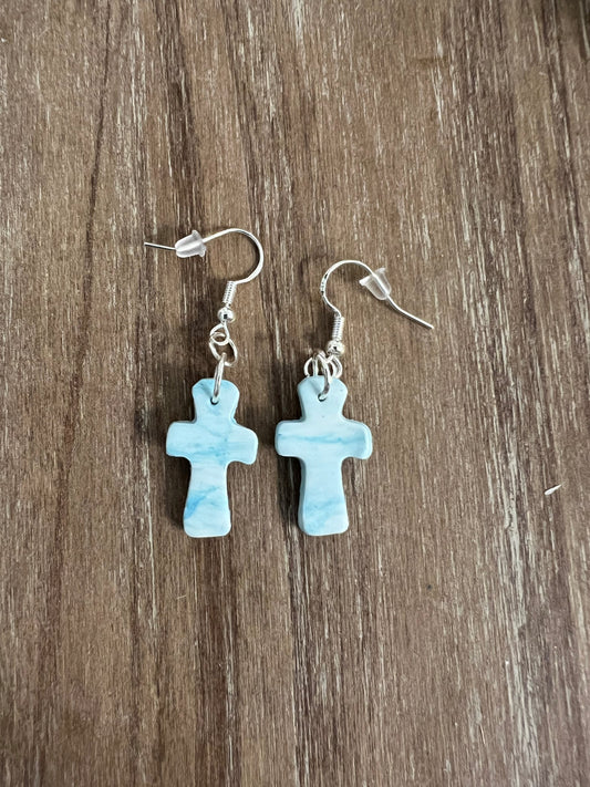 Blue Cross Earrings