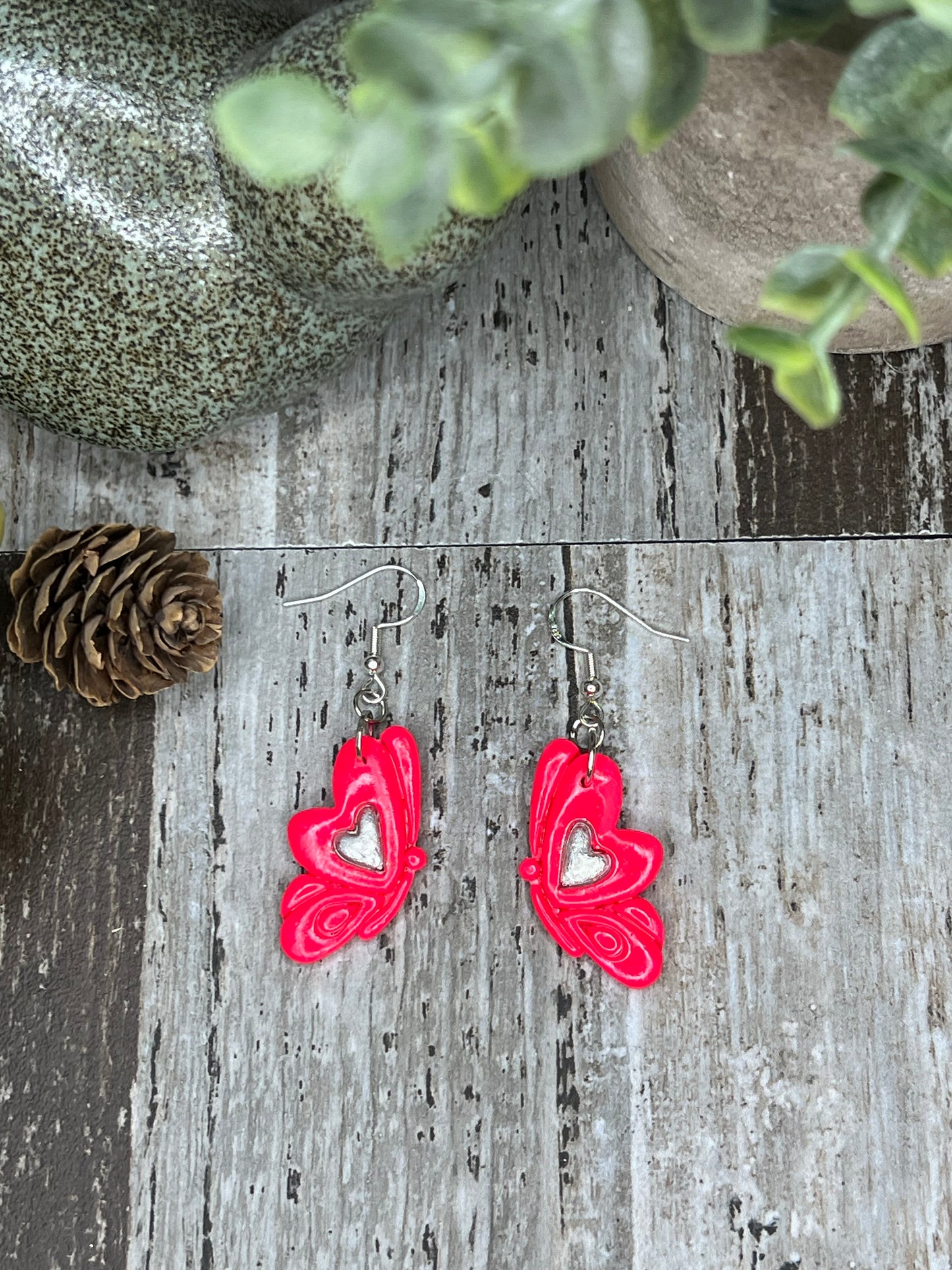 Hot Pink Butterfly Earrings