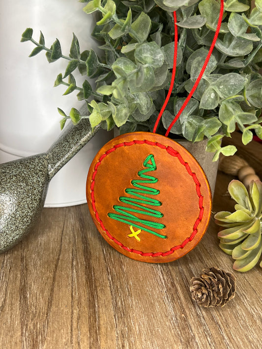 Handstitched Leather Ornament