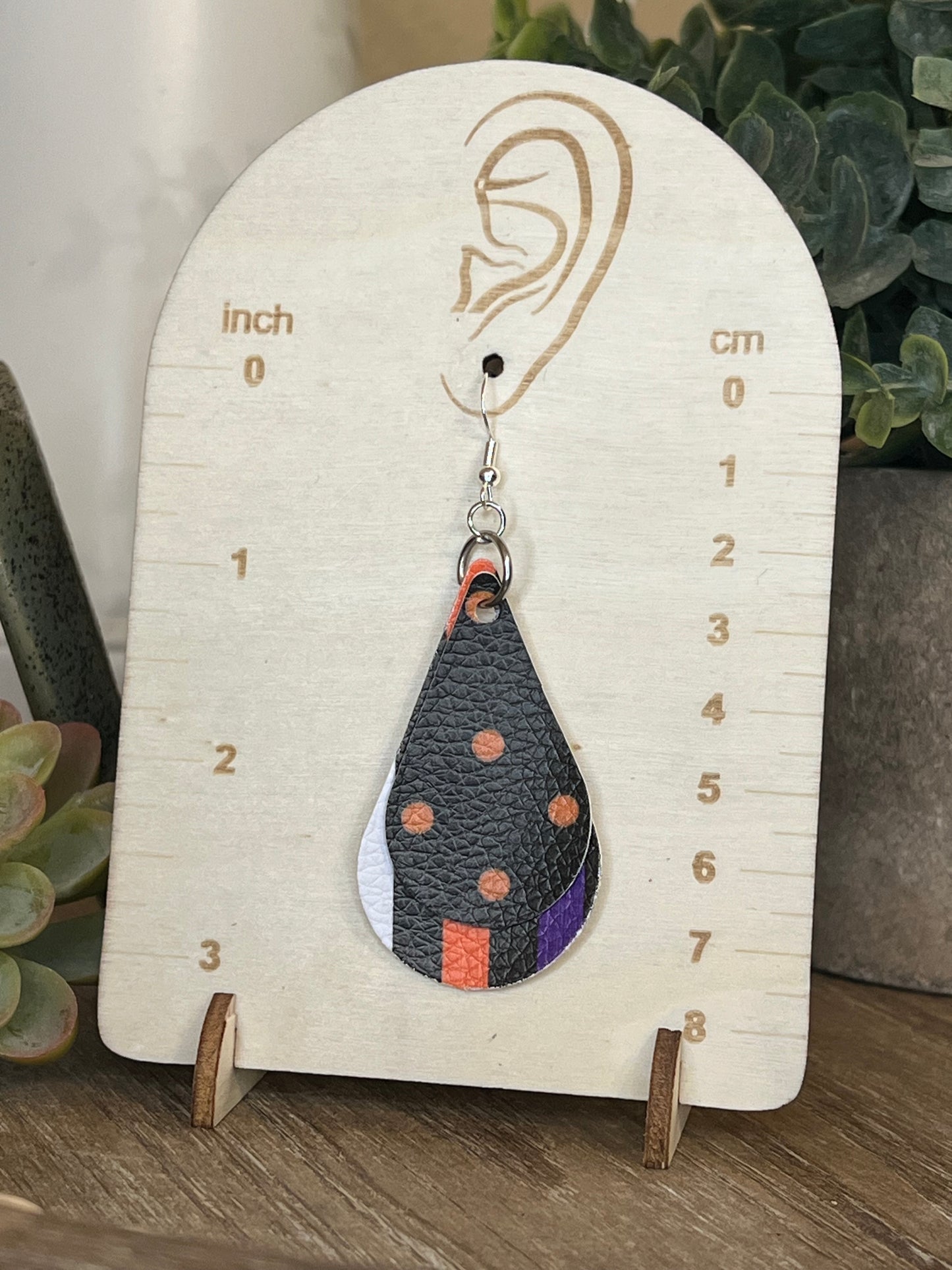 Faux leather/vinyl Halloween Dot Dangle Earrings