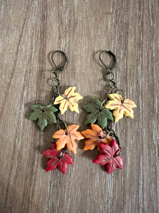 Bronze Fall Leaf Dangle Earrings