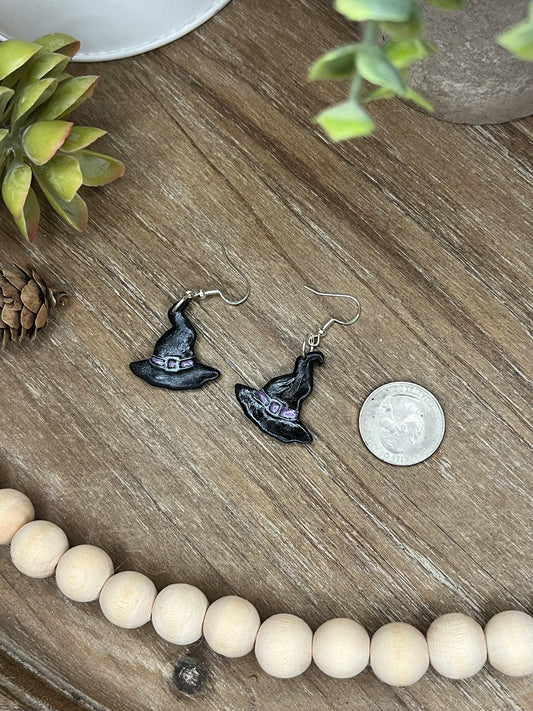 Purple Witches Hat Dangle Earrings