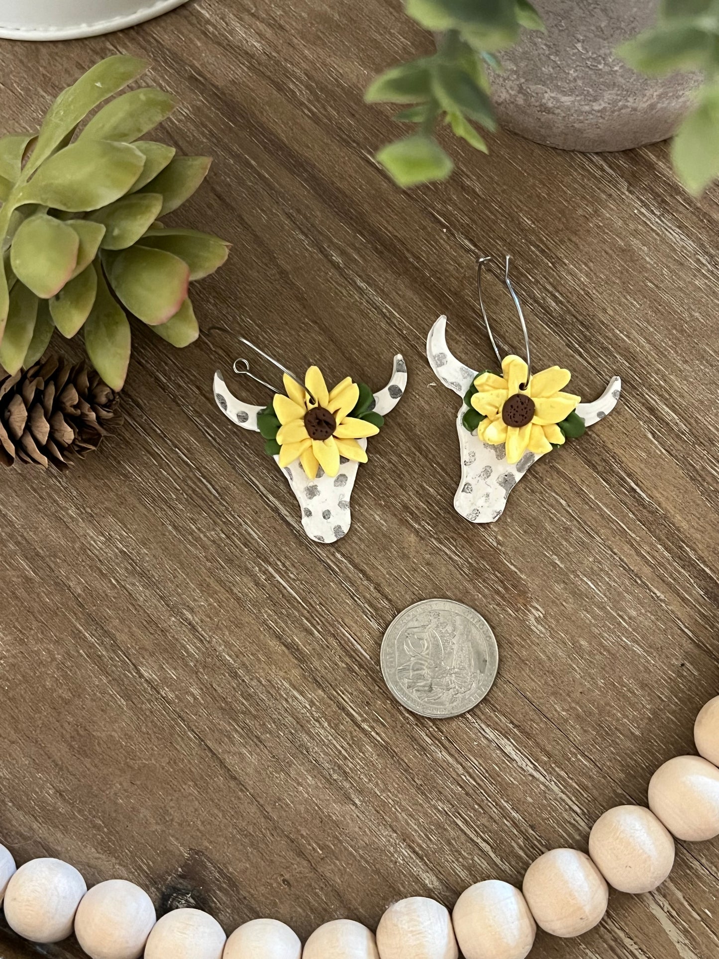 Sunflower Steer Earrings