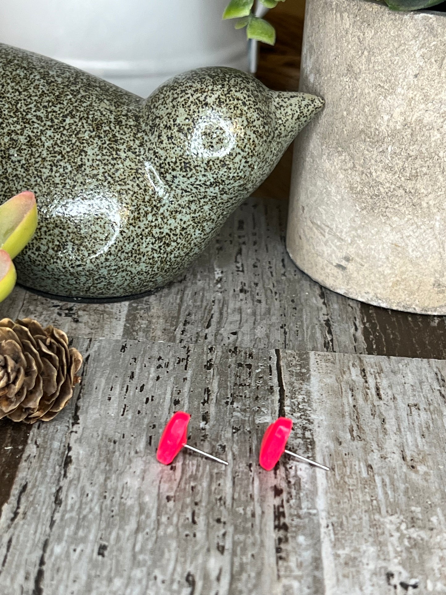 Hot Pink Heart Stud Earrings