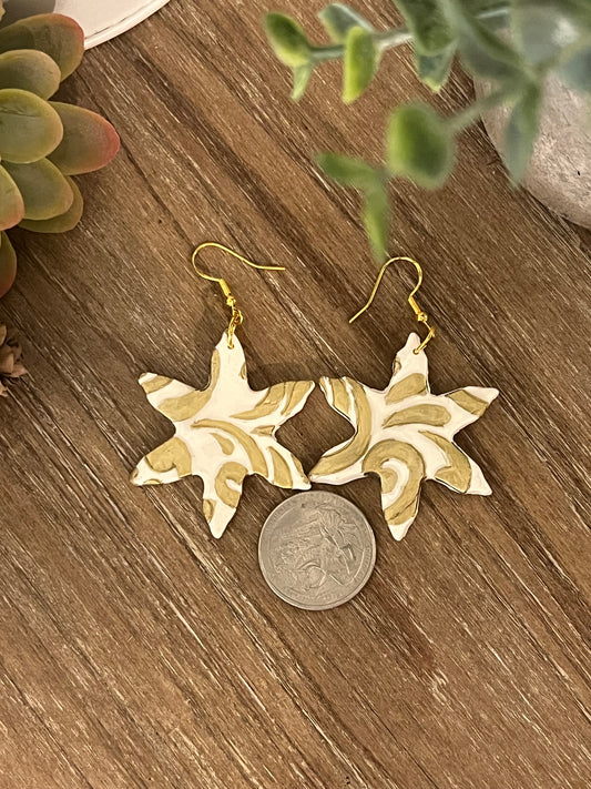 Gold Filigree Snowflake Dangle Earrings