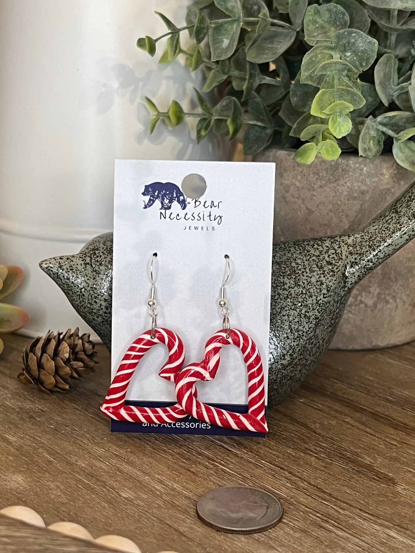 Candy Cane Heart Earrings