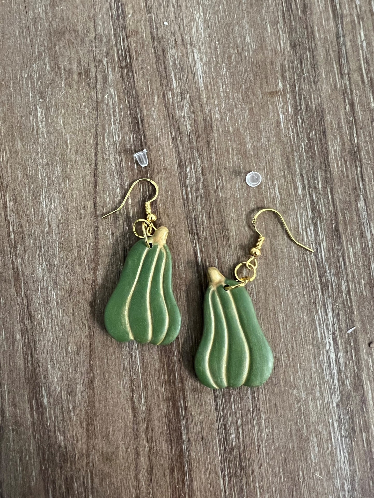 Gold Accented Olive Pumpkin Hook Earrings